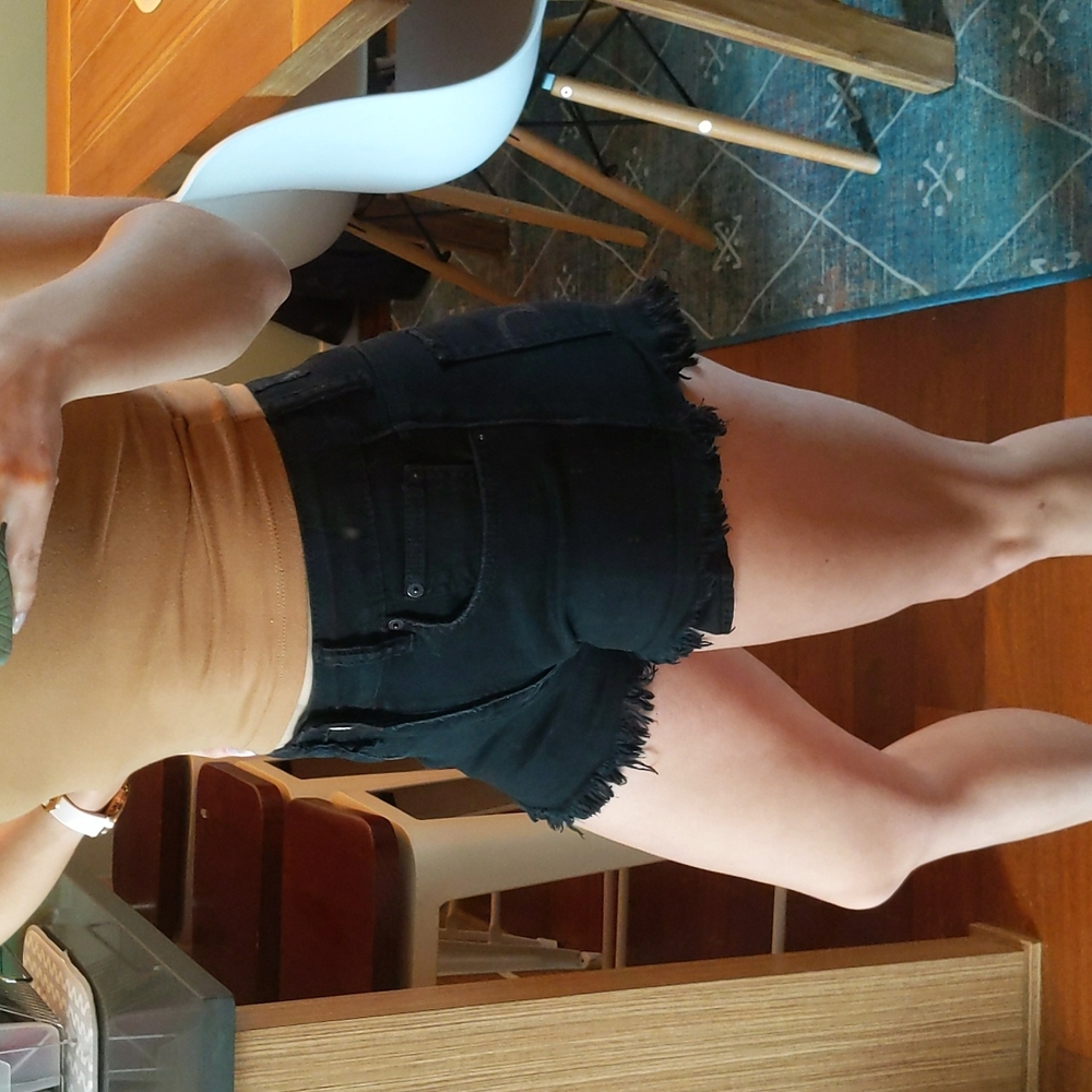 American Eagle Black High Waisted Denim Cutoff Shorts
